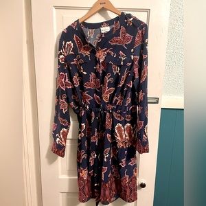 Liz Claiborne midi floral dress with cinched tie